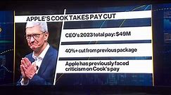 WATCH: Cook’s pay cut follows investor guidance and a request from the CEO himself to adjust his pay. Andres Melin reports.