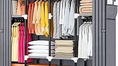 Portable Closet, 69 Inch Wardrobe Closet for Hanging Clothes with 4 Hanging Rods, 8 Storage Shelves, Side Pockets, Strong and Durable 25mm Metal Tube, Quick and Easy to Assembly, Grey