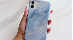 Qokey Compatible for iPhone 11 Case,Cute Marble Case for Girls Women Glossy Pattern Soft Bumper Lightweight Slim Fit TPU Shockproof Phone Cover for iPhone 11 6.1",Grey Blue Marble