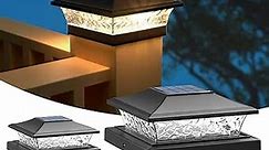 APONUO Solar Post Cap Lights,Deck Post Lights Solar Powered 2 Color Mode Outdoor Waterproof for Fence Post Caps 4x4,6x6 Wood&4x4 Vinyl Deck Post Caps,Black,6 Pack