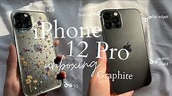 iPhone 12 Pro Unboxing Graphite + setting up, case haul (aesthetic) | INDONESIA