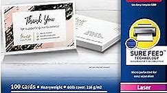 Avery Printable Postcards with Sure Feed Technology, 4" x 6", White, 100 Blank Postcards for Laser Printers (5389)