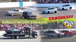 SPECTATOR DRAG CRASHES!!! RISKING IT ALL FOR THE WIN!!!
