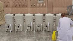 Medina, Saudi Arabia - May 17, 2024: Drums of zamzam water inside Masjid Nabawi in Al Madinah, Saudi Arabia. Zamzam water are freely and available in abundant here.