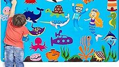 41 Pcs Under The Sea Teaching Felt Flannel Board for Toddlers 3.5 Ft Ocean Creature Storytelling Aquarium Interactive Sensory Wall Activity Play Mermaid Diver Shark Gifts Montessori Crafts