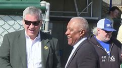 Cal Poly alum and MLB Hall of Fame inductee Ozzie Smith rededicated outside Baggett Stadium