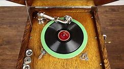 Sonora Oak Antique Phonograph Wind Up Record Player with Albums