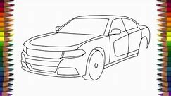 How to draw Dodge Charger RT 2015 step by step easy