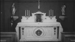 1950s: Catholic nuns perform a prayer ceremony in a small chapel during a scene from a 1950s film about the life and work of Catholic nuns.