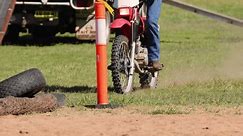Coonabarabran, NSW, Australia - 25 April 2024: Dirt bike navigating rough terrain with skill