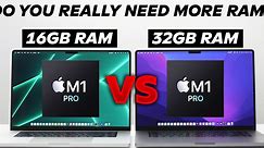 【苹果测评】16GB vs 32GB 内存 M1 Pro MacBook 实际使用测试，差别多大？