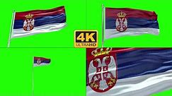 Serbia flag green screen 4k