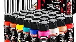 fantastory Acrylic Paint Set, 24 Classic Colors(2oz/60ml), Professional Craft Paint, Art Supplies Kit for Adults & Kids, Canvas/Fabric/Rock/Glass/Stone/Ceramic/Model/Wood Painting with 3 Brushes