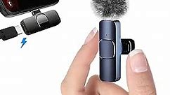 Wireless Lavalier Microphone for iPhone/Android/PC, Mini Microphone Wireless with Noise Cancellation/Mute for Recording,for YouTube/Facebook Live Stream, TikTok Vlog (No App and Bluetooth Required)
