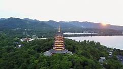 4K West Lake Leifeng Pagoda in Hangzhou, Zhejiang Province, China