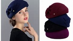 Womens Wool Felt French Berets Bowler Hat
