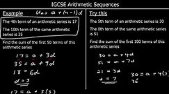 IGCSE Arithmetic Sequences