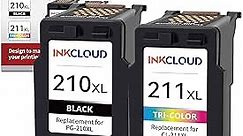 INKCLOUD Compatible Ink Cartridges Replacement for Canon PG-210XL CL-211XL for PIXMA IP2702 MP230 MP240 MP250 MP280 MP480 MP490 MP495 MX320 MX330 MX340 Printer (1 Black, 1 tri-Color)