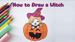 How to Draw a Cartoon Witch | Halloween witch drawing Easy Step by Step | Cartoon character drawing