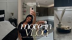 moving vlog ep 01: empty luxury apartment tour, move-in day, unpacking, settling in & living alone