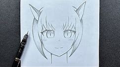 Easy to draw | how to draw anime fox girl 🦊 easy step-by-step