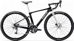 KOOTU Carbon Gravel Road Bike, T800 Carbon Frame Adventure Road Bicycle with Shimano GRX 600 Shift Professional Adventure Groupset,22 Speed Disc Brake Racing Bike with 40C Tires for Adult