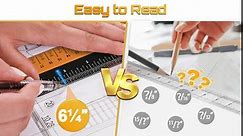 Metal Ruler 12 Inch + 6 Inch Scale Ruler Set Speed ​​Reading Drafting Tools Inches Metric Measurements Rulers Stainless Steel Straight Edge Ruler (Black+Orange+White)