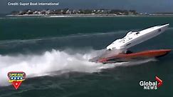 Powerboat sent flying through the air following crash at Key West race