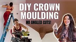 EASY DIY CROWN MOULDING NO ANGLED CUTS // diy ceiling trim