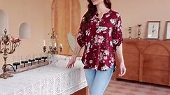 a.Jesdani Womens Plus Size Tunic Tops 3/4 Roll Sleeve V Neck Casual Blouses m-4x