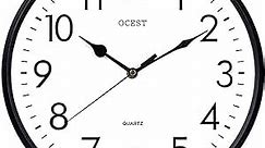 OCEST 12 Inch Indoor Outdoor Wall Clock Large Display Battery Operated Quartz Decorative Clock Silent Non-Ticking Round Easy to Read for Pool Garden Patio Office Living Room