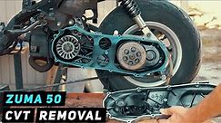 Yamaha Zuma / BWS 50 CVT Removal (varitors, belt, rollers, clutch) | Mitch's Scooter Stuff