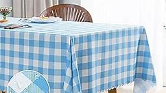 MANGATA CASA Light Blue Gingham Tablecloth for Rectangle Tables- Checkered Table Cloth Waterproof Kitchen & Table Linens-Polyester Buffalo Plaid Wrinkle Free Table Cover(Sky Blue 60x72in)
