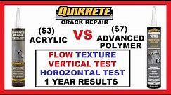 QUIKRETE Crack Repair - Acrylic VS Advanced Polymer - Vertical & Horizontal Test - 1 Year Results!