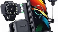 LK Samsung Wireless Charger 3 in 1 Samsung Charging Station Galaxy Watch Charger Compatible for Samsung S24 Ultra Plus S23 S22 S21 S20 Z Flip 5/4/3 Fold 5, Galaxy Watch 6 Classic/5 Pro/4/3 Galaxy Buds