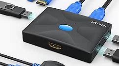 MT-VIKI KVM Switch HDMI 2 Port, 4K@30Hz KVM Switch 2 Computers 1 Monitor +3 USB 2.0 Devices+2 KVM Cables