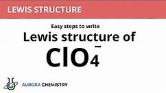 Lewis structure of ClO4- || Easy steps to write Lewis structure of Perchlorate ion