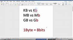 What is the difference between KB and Kb MB and Mb | Speed vs Size, bits vs Byte