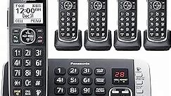 Panasonic Link2Cell Bluetooth DECT 6.0 Expandable Cordless Phone System with Answering Machine and Enhanced Noise Reduction - 5 Handsets - KX-TGE675B (Black)