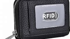 EASTNIGHTS Genuine Leather Credit Card Wallet Accordion Zipper Rfid Credit Card Holder Small Coin Purse with ID Window (black)