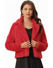 Image result for Red Faux Fluffy Fur Short Coat