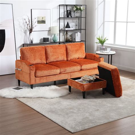 modern  shaped  combined modular sofa couch  storage ottoman