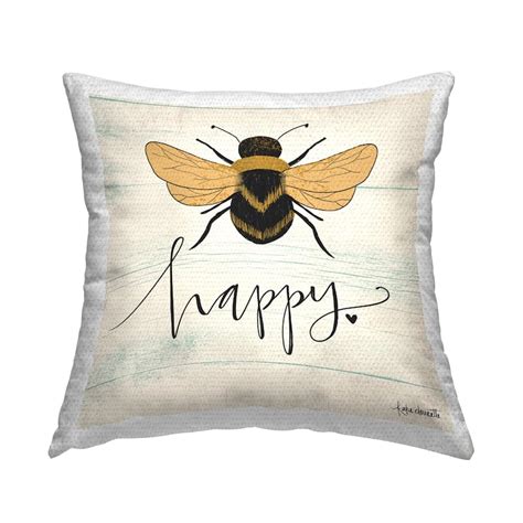stupell bee happy yellow green family word design printed outdoor throw