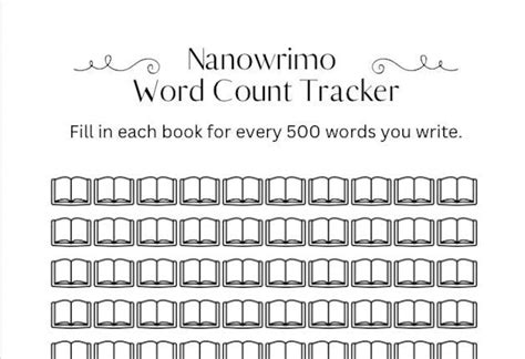 Nanowrimo Word Count Tracker Collection Printable Etsy