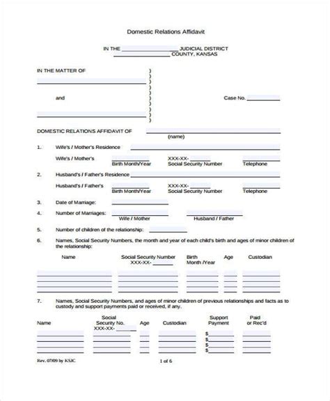 sample relationship affidavit forms   ms word