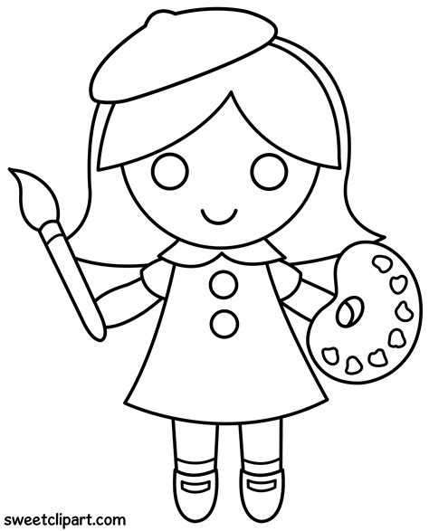 artist girl coloring page  clip art