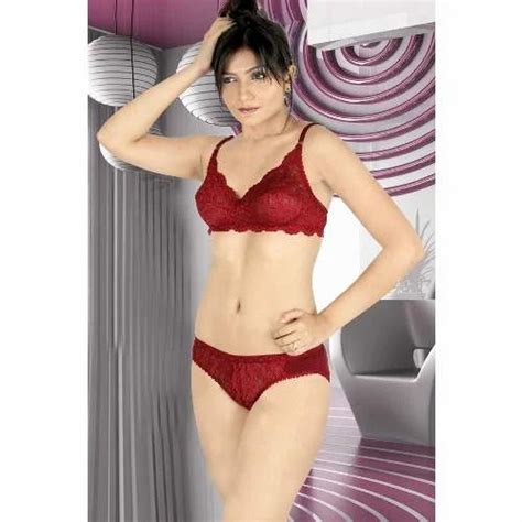 Plain Non Padded Satin Bra Panty Set For Inner Wear Size 32b At Rs