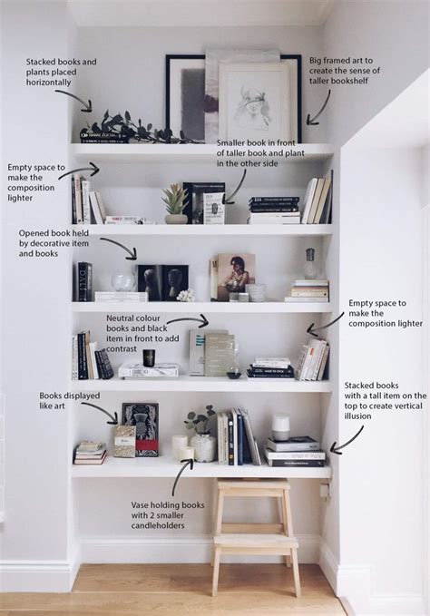 decorate  shelves  minimal style  white interior shelf decor living room