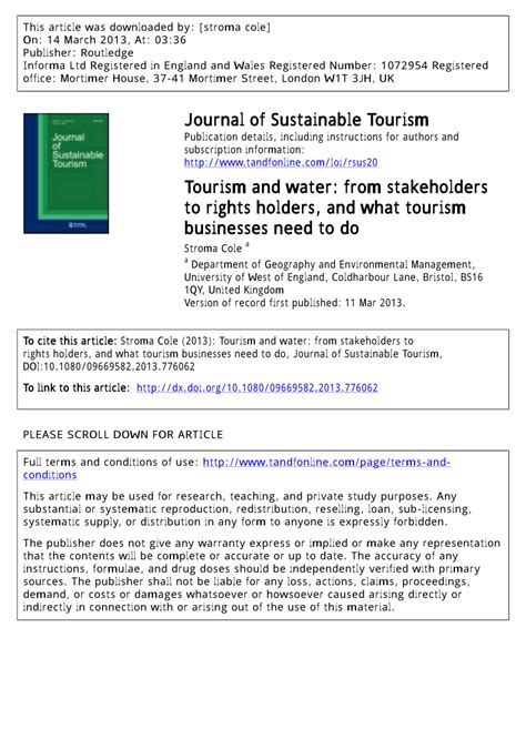 journal  sustainable tourism