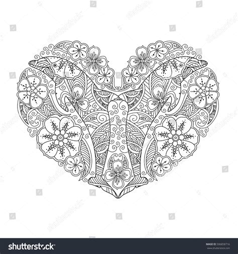 coloring page dolphin heart shape isolated illustration de stock
